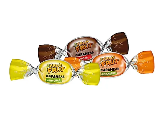 «KrutFrut», карамель с шипучей начинкой кола, апельсин, лимон (упаковка 1 кг)