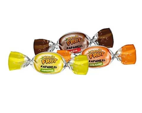 «KrutFrut», карамель с шипучей начинкой кола, апельсин, лимон (упаковка 1 кг)