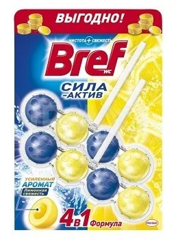Блок для унитаза Bref Сила актив Лимонная свежесть 50 г х 2 шт