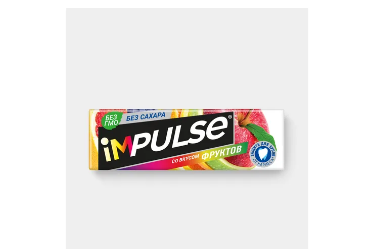 «Impulse», жевательная резинка со вкусом Multi-Frutti, без сахара, 14 г
