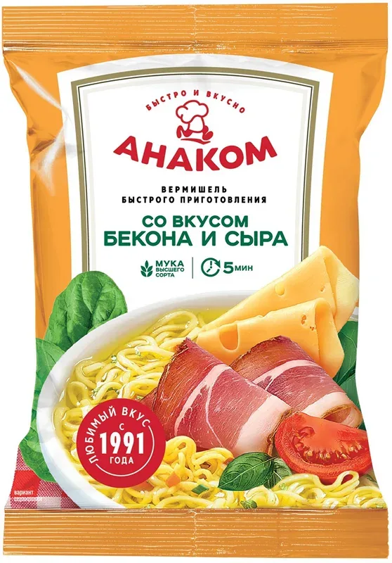 Вермишель б/п АНАКОМ 60гр бекон/сыр