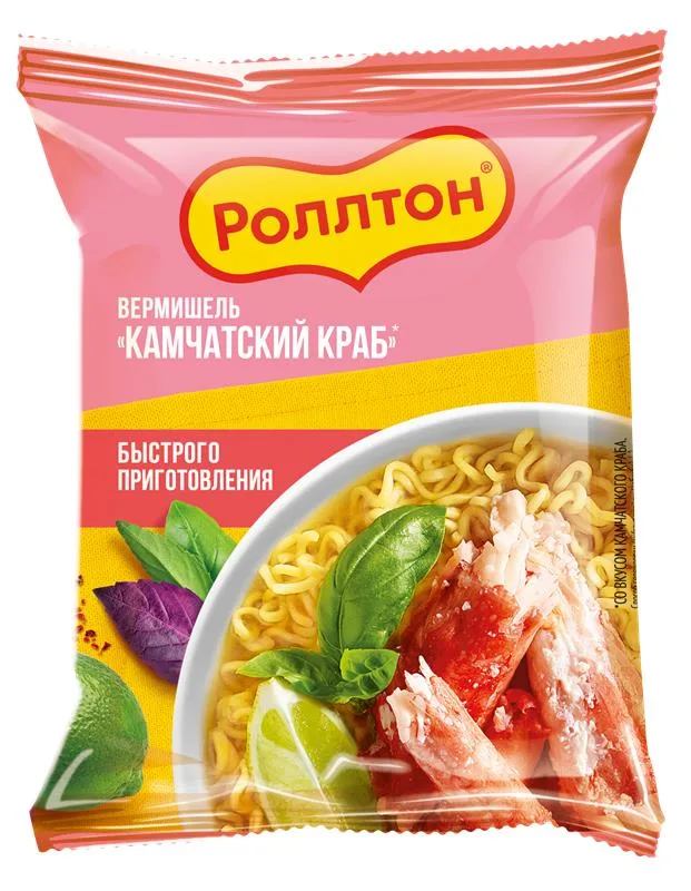 Вермишель б/п Роллтон 60гр Камчатский краб