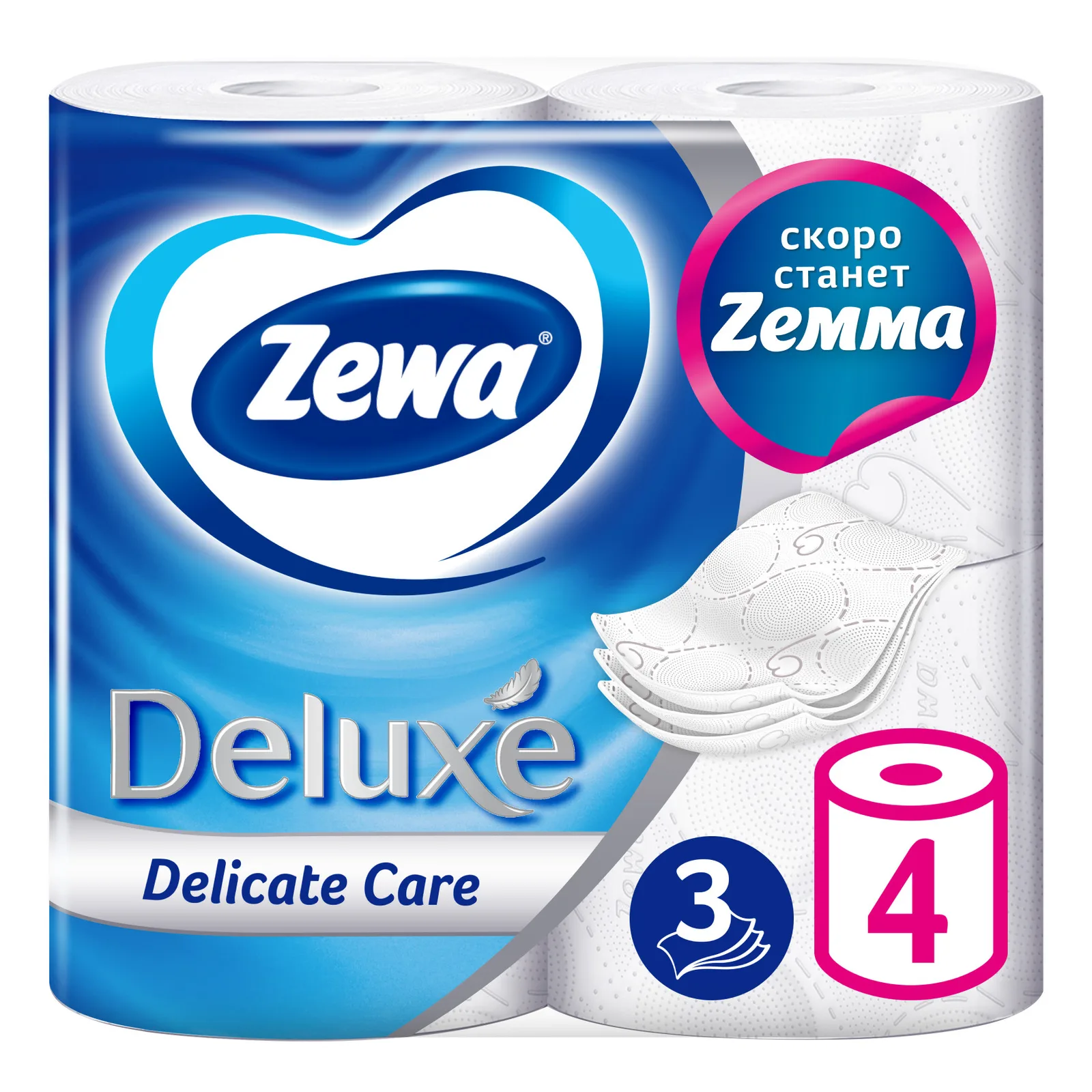 Туалетная бумага Zewa Deluxe трехслойные 4 шт