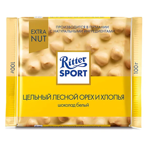 Шоколад Ritter Sport белый лесной орех и хлопья 100 г